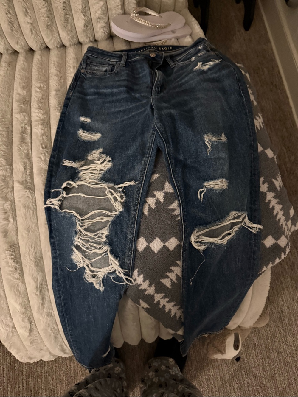 American Eagle Outfitters Ripped Dark Blue Boyfriend Jeans